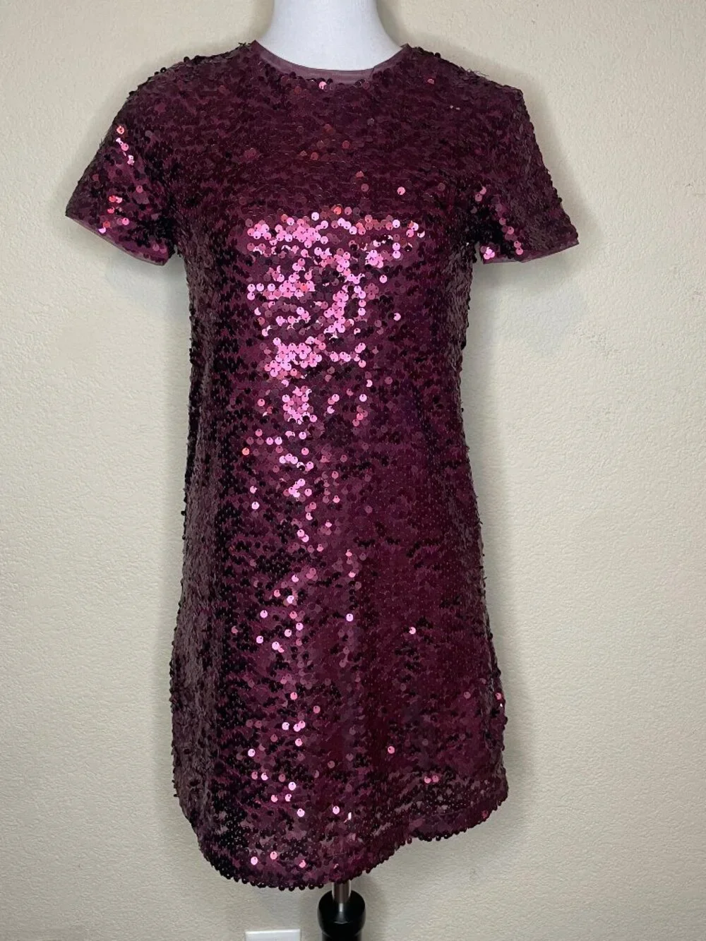 GAP KIDS XL Purple Sequin Shift Dress XL Metallic Plum Holiday Party Shiny